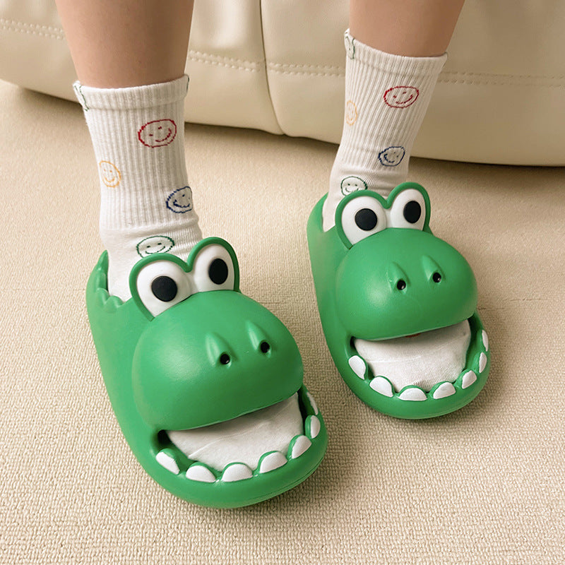 Green- Cartoon Open Mouth crocodile House Slippers