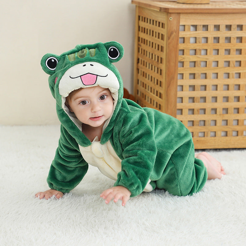 Baby Animal Costume Flannel Hooded Romper Jumpsuit