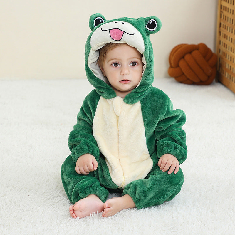 Baby Animal Costume Flannel Hooded Romper Jumpsuit