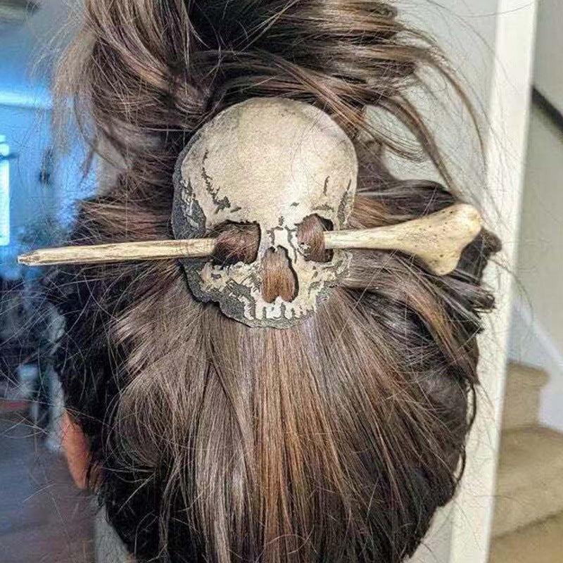 Gothic Skull/Moth Stick Slide Hair Pins