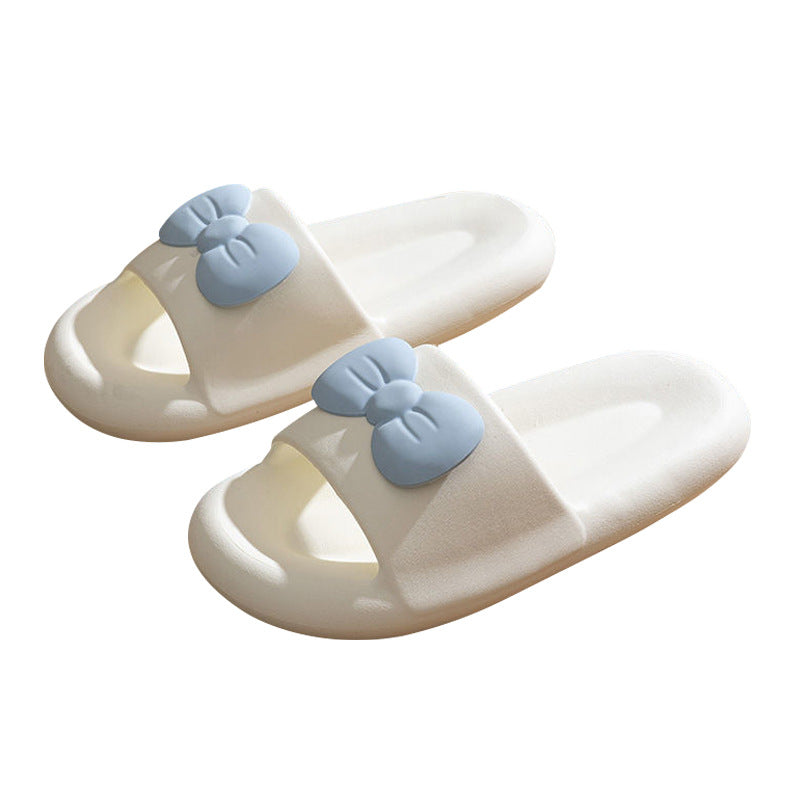 White - Comfy Bow Tie Slides Shoes