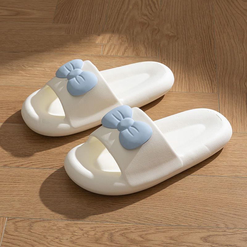 White - Comfy Bow Tie Slides Shoes